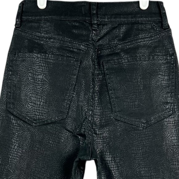 EXPRESS Women Black Pants Size 00 Snakeskin Print Skinny High Rise Stretch NWOT - Picture 4 of 13